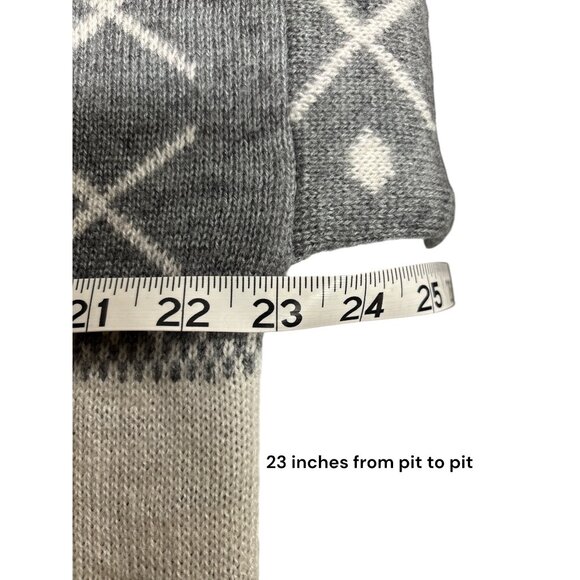 Vintage Dunn & Co. Nordic Snowflake Knit Sweater Mens L Wool Blend Gray & Cream - Picture 7 of 8